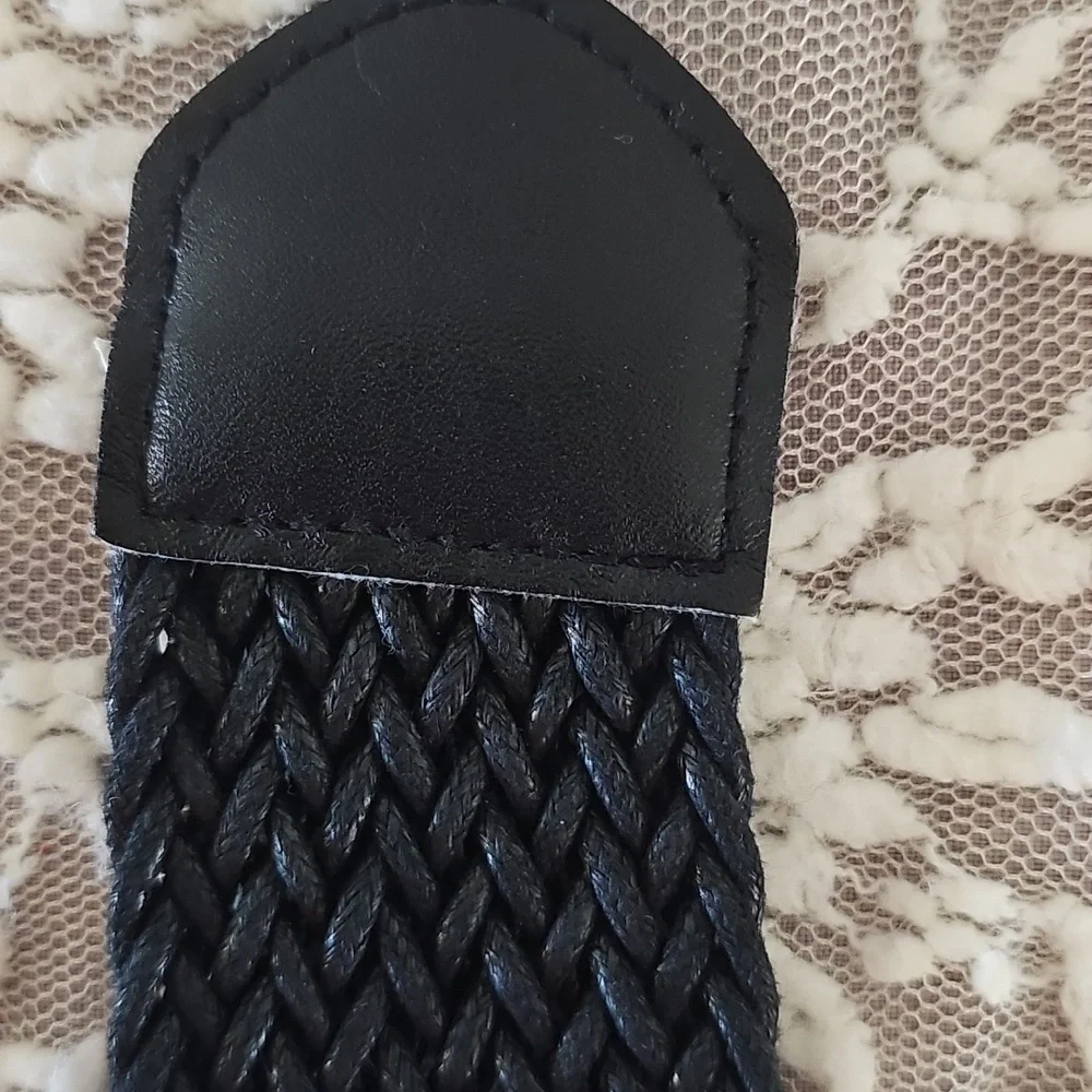 Black Woven Belt Womens Sz Sm 90s Y2K Bold Casual Summer Spring Casual Boho EUC